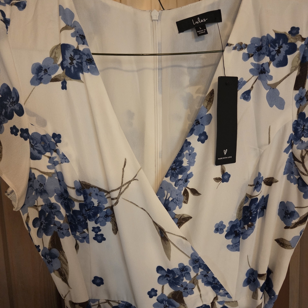 NWT Lulus French Countryside White Floral Print High-Low Dress.  - Picture 3 of 9